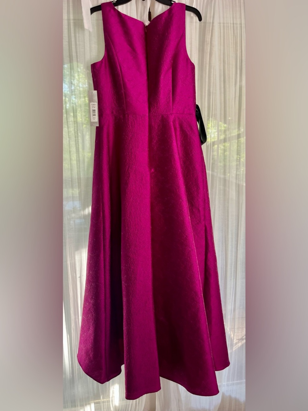 NWT Kay Unger Cerise Jacquard Asymmetric Ruffle Maxi Romper Jumpsuit - Picture 2 of 6